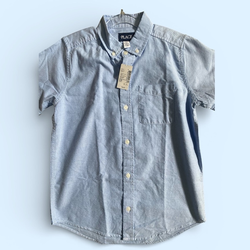 NWT The Children's Place Boys Uniform Short Sleeve Woven Button Up shirt